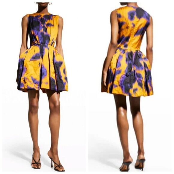 Jason Wu Collection Peplum Mini Dress Purple Print Women’s Size 10 Sleeveless - Picture 1 of 10